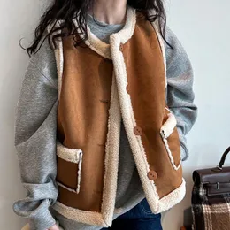 Coletes femininas 2023 mulheres inverno quente camurça material colete casaco algodão watm moda tops chaleco mujer gilet casaco feminino