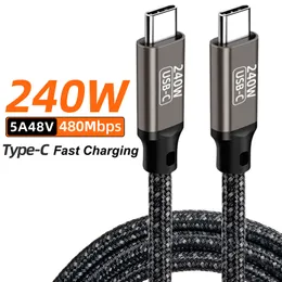 Cavo PD 240 W USB 3.1 480 Mbps da Tipo C a C Cavo 48 V/5 A Ricarica rapida Trasferimento dati Cavo USB C per iPhone 15 MacBook Air Pro Samsung Laptop per smartphone Hauwei P8 Mate60 Xiaomi