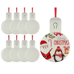 Sublimation Blanks LED Acrylic Christmas Ornaments With Red Rope For Christmas Tree Decorations C372