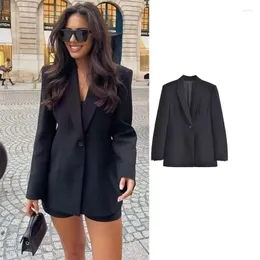 Ternos femininos 2023 blazer preto para mulheres botão reto jaqueta manga longa escritório wear mulher streetwear casaco feminino