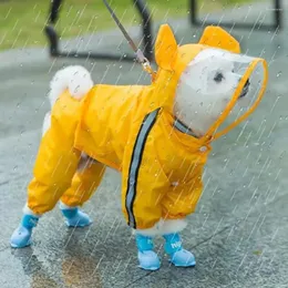 Cão vestuário cachorrinho completo em camadas capa de chuva com capuz reflexivo capa dupla cobertura à prova d'água chuva com corpo jaqueta forma urso bonito