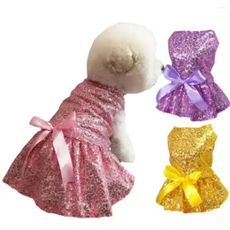 Dog Apparel Skirt Bow Design Liner Mesh Polyester Pet Sequins Dress Wedder for Pets Proticories Products 2023