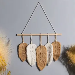 Wandtapijten Blad Macrame Muuropknoping Boho Kamer Home Decor Geweven Esthetisch Wandtapijt Thuis Woonkamer Bruiloft Kerst Decoratie Cadeau 231023