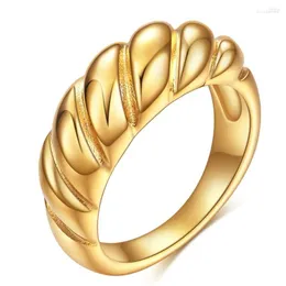 Wedding Rings Women Weaving Twisted Gold Color Stainless Steel Anillos Joyas De Mujer Jewelry Wholesale Drop R1472