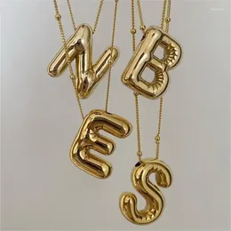 Ketten 26 stücke Blase Alphabet Buchstaben Halskette Schmuck Personalisierte 3D Ballon Initial Anhänger für Frauen