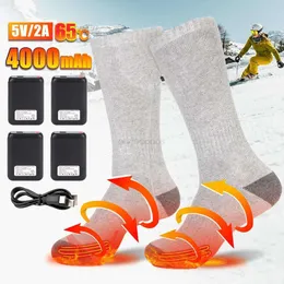 Meias aquecidas mah aquecimento elétrico meia de esqui bateria recarregável das mulheres dos homens ao ar livre para ciclismo aquecimento esportes