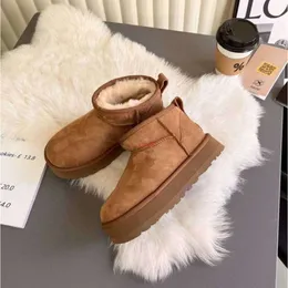 Женские зимние ультра-мини-сапоги, дизайнерские австралийские ботинки на платформе для мужчин, теплые ботинки на меху до щиколотки из натуральной кожи, роскошная обувь 02