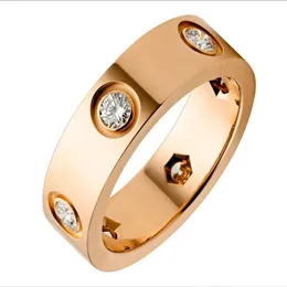 Love Ring Silver Gold Promise Design Diamonds Inga skruv Kvinnor Mens Rostfritt stål Luxur Designer Signet Rings Wedding Bride Chri264J