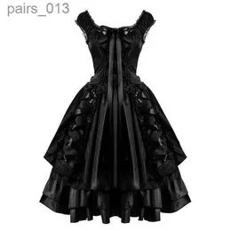 2024 Grundläggande casual designer klänningar kvinnor vintage gotisk klänning för fest klassisk svart cosplay skiktad snörning goth lolita halloween a-line robe mujernes2 1aw3y