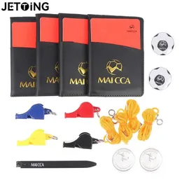 Andra idrottsartiklar Soccer Whistle Domare Coin Football Cards With Pen Notebook Wallet Set Training Fair Play Kast Professional Sports Equipment 231024