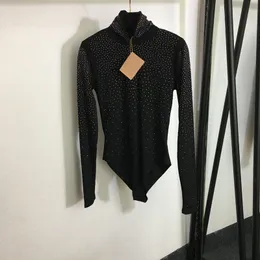 Turtleneck Women Leotard bodysuit t shirt svart långärmad charmig kvinna bodysuits toppar sexiga en bit skjortor tröjor