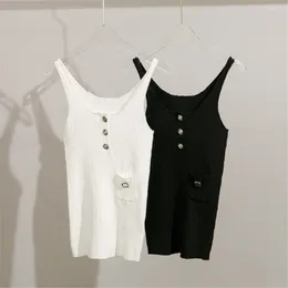 Camisetas sin mangas para mujer, estilo francés Primavera/verano, pequeña fragancia, camiseta sin mangas ajustada, suéter sin mangas, moda de punto con tirantes para chica