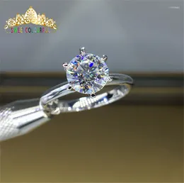 Anillos de racimo 1 anillo de diamantes de moissanita de boda genuino 18k 750 color blanco VVS MO-0011 tiene un certificado