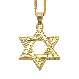 14K Gold Plated Classic Star of David Pendant Necklace 3mm 24 tum Men Miami Cuban Chain Necklace1877