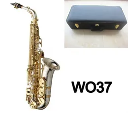 真新しいWO37 ALTO SAXOPHONEシルバーメッキゴールドキープロフェッショナルサックスとマウスピースケースとアクセサリー