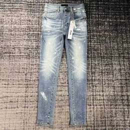 Amirs lila jeansdesigner mens jeans high street amerika för män broderi överdimensionerad lapp hål denim 2023 ny mode streetwear mager smal penna g2nm g1