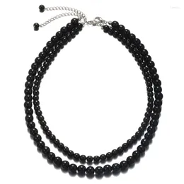 Charmarmband Fashion Handgjorda runda pärlhalsband 2st/set 6/8mm mala pärlor enkla svarta män kvinnor armband