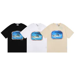 23ss Rhude Mens T camicia di alta qualità Tess Designer 2022 marchio di moda americano Rhude lupo solitario HD stampato hip hop uomini e donne casual allentato manica corta T-shirt