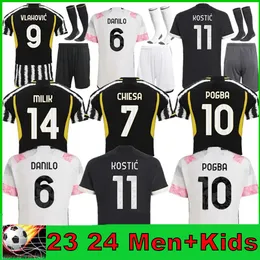 23 24 Vlahovic Chiesa Soccer Jerseys fans Player version 2023 2024 Milik Pogba Men Top Kids Kit Bonucci Football Shirts Di Maria Uniform Kostic Fagioli Juventus