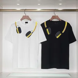 Designer Luxury Fends FF Classic 2023 Spring/summer New Front Rear Yellow and Black Earphones Short Sleeve T-shirt Unisex Casual Loose Ins