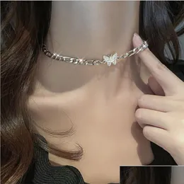 Chokers Zircon Borboleta Pingente Gargantilha Luz Luxo Estético Nicho Clavícula Sier-Banhado Colar Jóias Mulheres Presentes Drop Entregar Dh Otcqv