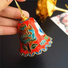 クリスマスの装飾ヴィンテージクロゾンヌエナメルフィリグリーベルの装飾品小さな装飾的な中国のギフトクリスマスツリーハンディング装飾バッグキーペンダント231024