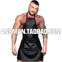 Men's Tracksuits Black Apron Nightclub Bar Sexy Servant Open Crotch Male Costume Theme Show Party Gogo Dancer Clothing