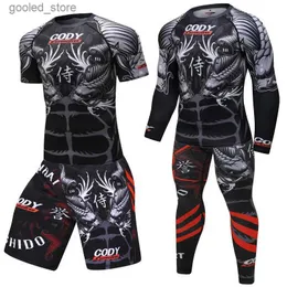 Men's Tracksuits Men Compression Sports Suit Quick drying Perspiration Fitness Training MMA Kit rashguard Male Sportswear Jogging Running Clothes Q231025