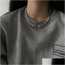 Chains Trendy Gold Sier Color Cuba Chain Necklaces Women Men Hip Hop Cuban Minimalist Choker Necklace Jewelry Drop Delivery Dhgarden Otg9E