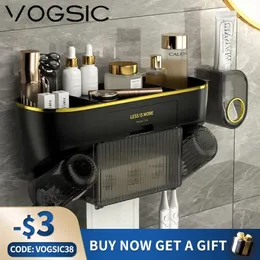 Portaspazzolino VOGSIC Portaspazzolino da parete Portaoggetti Dispenser per dentifricio Tazze per denti a prova di scarico Organizer per la casa Set di accessori per il bagno 231025