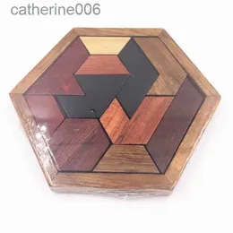 Łamigłówki kolorowe sześciokątne drewniane geometryczne kształt puzzle na pokładzie Montessori Toys Educational Intelligence Toysl231025