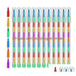 Canetas de pintura atacado caneta empilhável buildable arco-íris crayon natal páscoa festa de aniversário favor goodies saco enchimentos gota entrega dhhqc