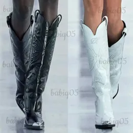 Botas Europeias e Americanas Nova Moda Joelho Longo Apontou Botas Femininas Finas de Salto Alto Desfile de Moda Marca Botas Femininas de Manga Média T231025