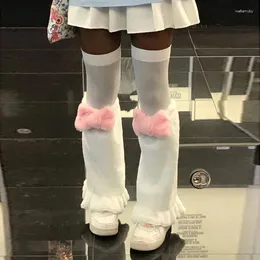 Kadın Çoraplar Kawaii Kabarık Bacak Sıcak sevimli Harajuku Stocking Kore Moda Sock Emo Y2K Estetik Kış Diz Kollu Pastel Goth