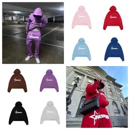 2023 NOFS Tracksuit mode varumärke skriver ut trycket löst tröja y2k hoodie hip hop street slitage mens och kvinnors pullover casual topp minus två j0vz