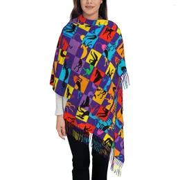 Halsdukar Greyhound Dog Art Shawl Wraps For Women Winter Warme Shear Soft Scarf Animal Dogs Pashminas