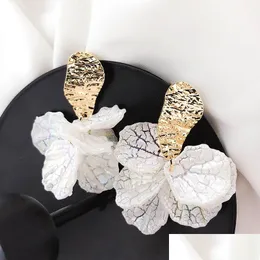 Dingle ljuskrona koreansk vit skal blomblad kronblad droppörhängen för kvinnor nya uttalande pendientes trendiga smycken leverans dhgarden otzro