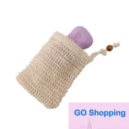 Wholesale Exfoliating Bath Brushes Sponges Scrubbers Mesh Soap Saver Sisal Bag Pouch Holder For Shower Bath Foaming And Drying