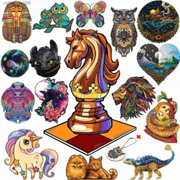 Łamigłówki drewniane zwierzęce puzzle tajemnicza papuga szacha 3d puzzle bajeczny prezent interaktywna zabawka gry dla dorosłych Kid EducationAll231025