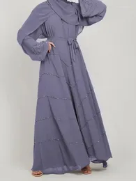Ethnic Clothing Ręcznie wykonane diamentowe koraliki Ramadan Eid muzułmańska sukienka długa abayas szata fantazyjna maxi francuska stylowa skromność islamska