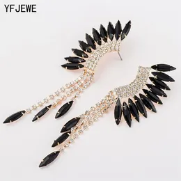 Ny Fashion Peacock Tassel Rhinestone Earring 3 Color Long Drop örhängen smycken Bröllopsfest Tillbehör Kvinna E045265S