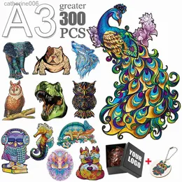 Puzzles Creative Elegant Shape Wooden Jigsaw Puzzles For Adults Kids Popular Elegant Shape Peacock Owl Puzzle Games Festival GiftsL231025