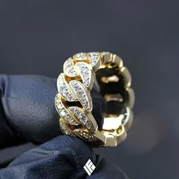 Кольца Milangirl Мода Хип-Хоп Рок Кольца Bling Iced Out Кубинская Цепь Micro Pave CZ Кристалл Кольцо Для Женщин И Мужчин 231025