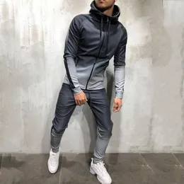 Tuta da uomo con cerniera Set sportivo 2 pezzi Tuta da uomo Abbigliamento stampato Felpe con cappuccio Giacca Pantaloni Tute da uomo Dec28252G