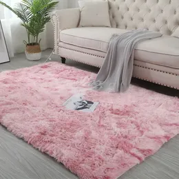 Dywan gradient tiedye do nowoczesnej salonu sofa mata podłogowa długa pluszowa dywan miękki puszysty maty dla dzieci sypialnia poduszka szara 231025