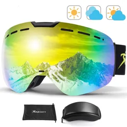 Kayak Goggles Ski Goggles Snowboard Goggles Erkekler için Manyetik Set Geniş Görme Kadınlar Kayak Anti-Fog UV400 Koruma Otg Kar Gözlük 231024