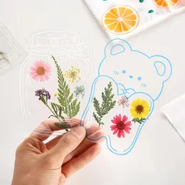 1 saco garrafa padrão flor em relevo marcador adesivo saco lixo diário diy planta espécime fazendo po scrapbook decoração