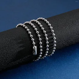 Kedjor 2/3/4/6/8mm rostfritt stål pärlkedja bollhalsband kvinnor choker lång (45 cm-70 cm) klassiska smycken länk halsband för män