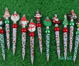 wholesale Cartoon Christmas Santa Claus Snowman Silicone Beaded Pen Multi-functional Ballpoint