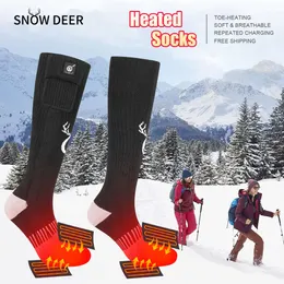 Calzini riscaldati SNOW DEER Ricaricabili elettrici Uomo Donna Sci All'aperto Equitazione Campeggio Escursionismo Inverno caldo con batteria